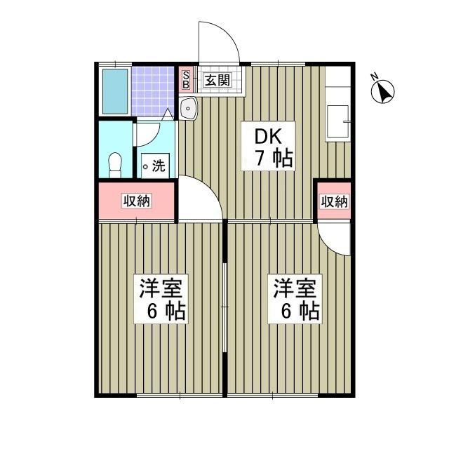 メゾンヴェール(2DK/1階)の間取り写真