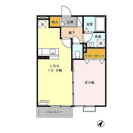 フジコーコ波木A(1LDK/2階)の間取り写真