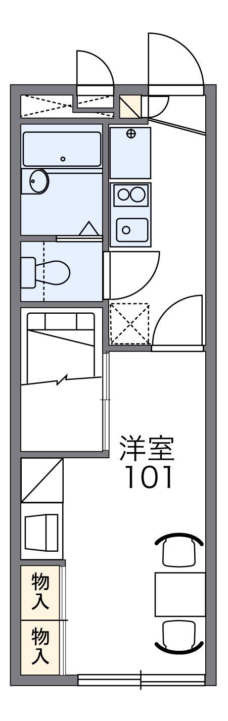 合川むかい野(1K/1階)の間取り写真
