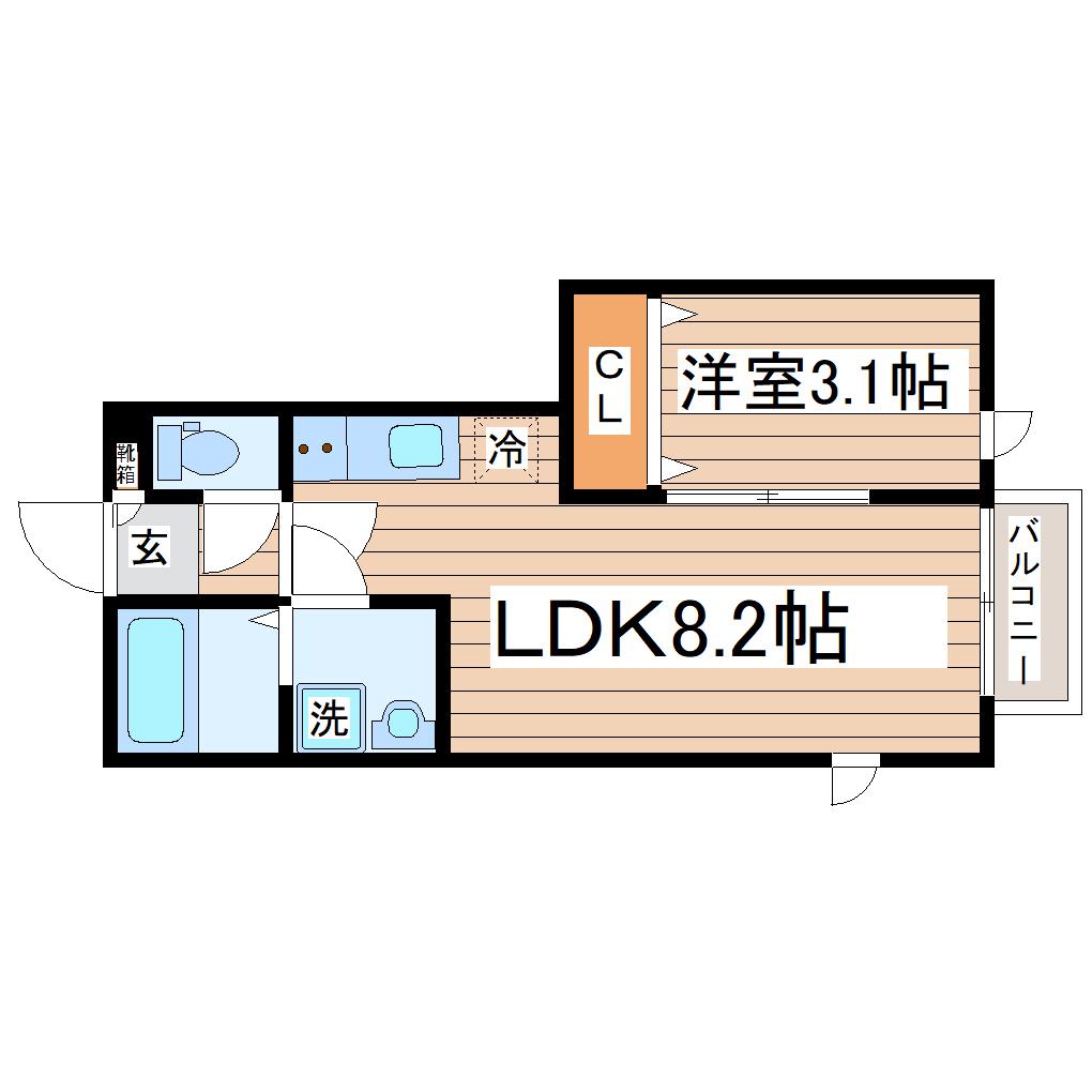 VIVID 長町南(1LDK/1階)の間取り写真