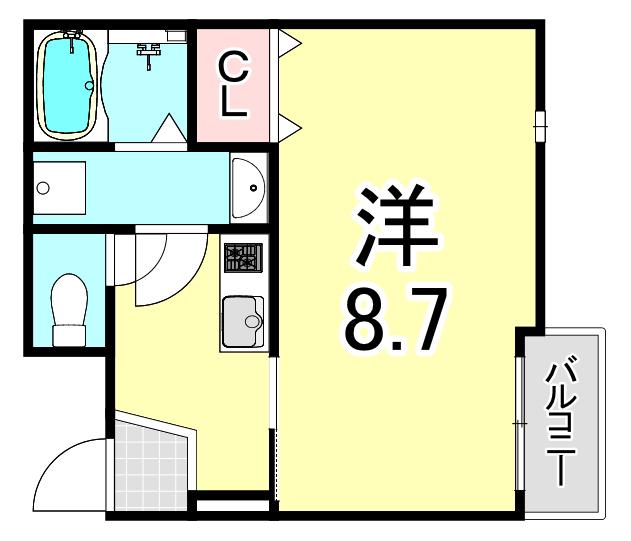 ラ・フォルム西宮北口(1K/1階)の間取り写真