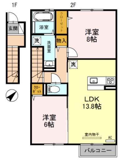 ビューティフル ライフ TADERA(2LDK/2階)の間取り写真