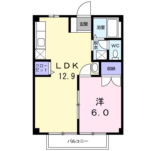 エイブルーI(1LDK/2階)の間取り写真