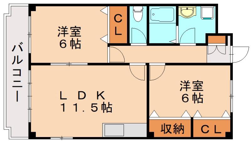 サンヴィレッジ宮園(2LDK/2階)の間取り写真