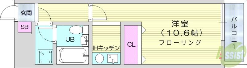 エスパシオ大町(ワンルーム/3階)の間取り写真