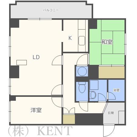 大通ハウス(2LDK/4階)の間取り写真