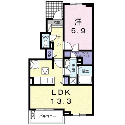 フラワー・レイ(1LDK/1階)の間取り写真
