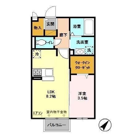 ラマージュおおたかの森(1LDK/1階)の間取り写真