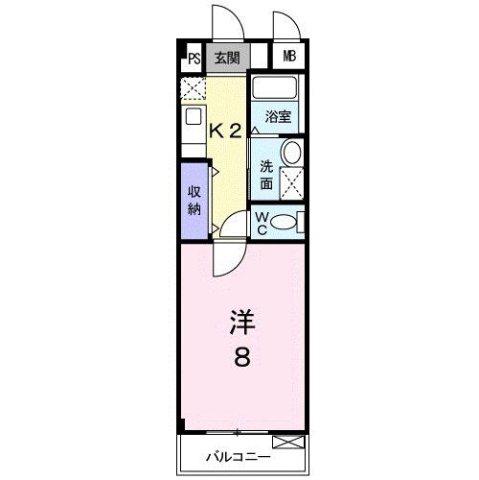フォレスト(1K/1階)の間取り写真
