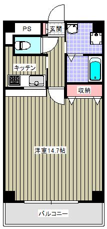 ブラーヴォ扇町(1K/5階)の間取り写真