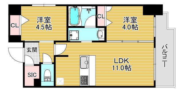 アーバネックス大阪天満橋(2LDK/7階)の間取り写真
