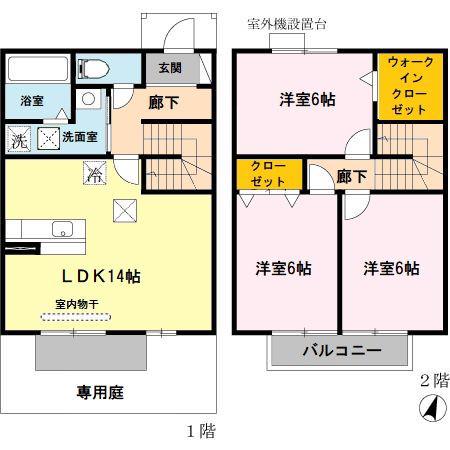 サンクレール(3LDK/1階)の間取り写真