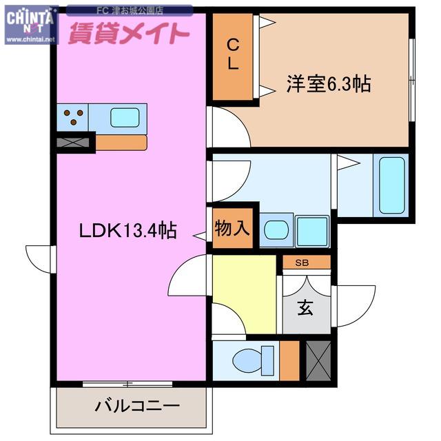 グッドスリー高田(1LDK/1階)の間取り写真