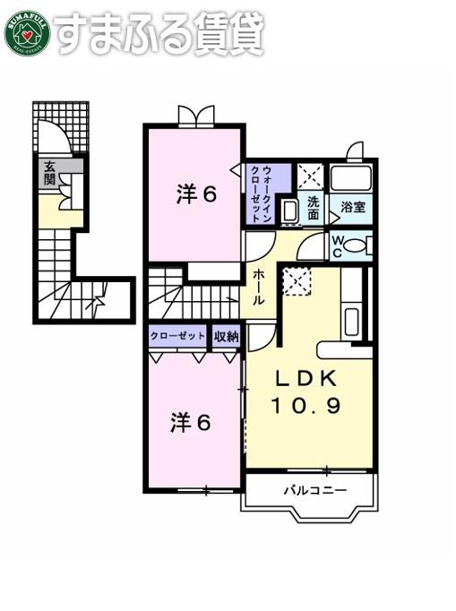 ノースヒルあいみ(2LDK/2階)の間取り写真