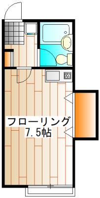 ヴァイルヘンハイム(ワンルーム/2階)の間取り写真