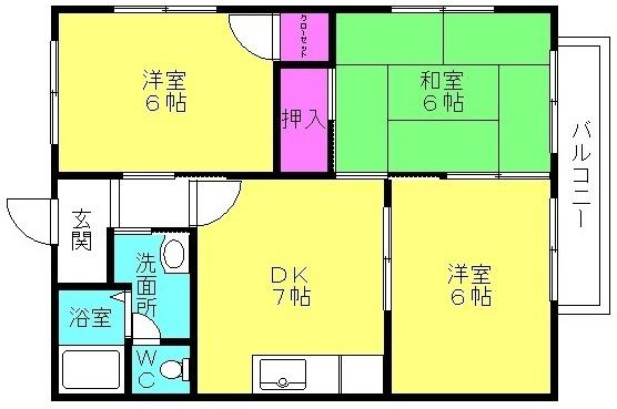 グリーンアヴェニュー古宮(2LDK/2階)の間取り写真