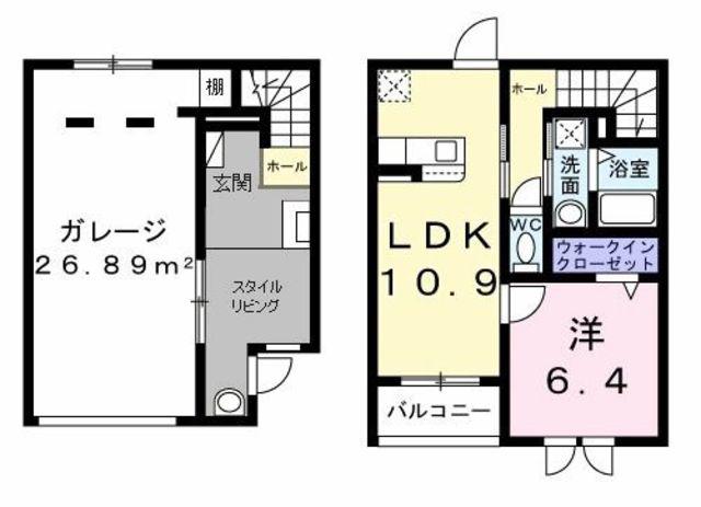 ベルシェールI(1LDK/1階)の間取り写真