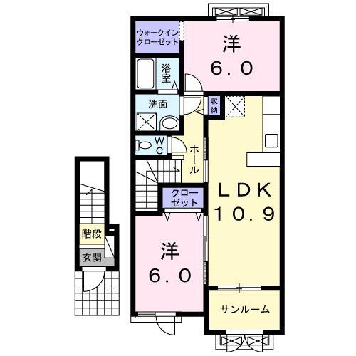 プラッツ(2LDK/2階)の間取り写真
