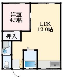 川端マンション(1LDK/2階)の間取り写真