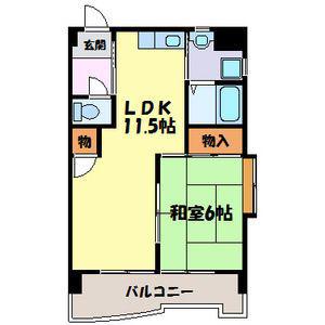 オクトII(1LDK/2階)の間取り写真