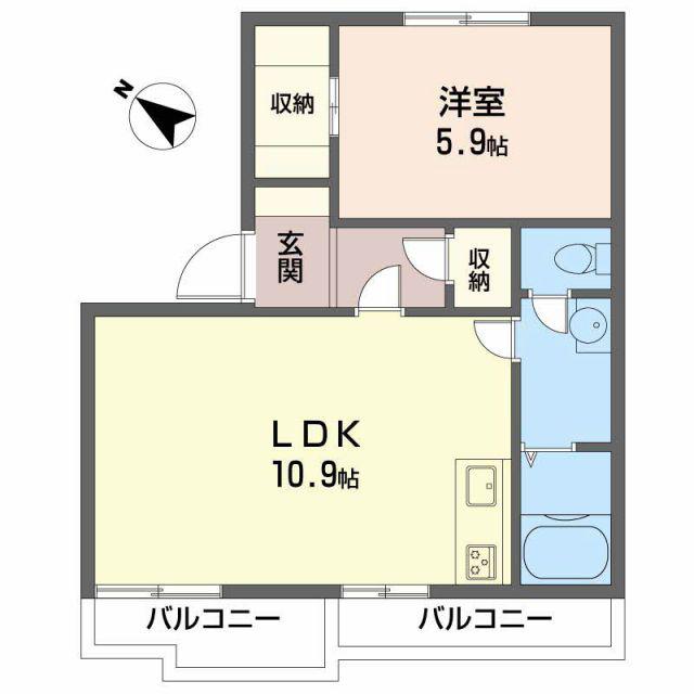 坂の久保ハイツA(1LDK/2階)の間取り写真