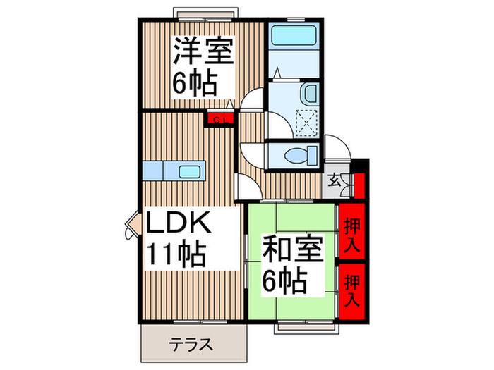センチュリ-A(2LDK/1階)の間取り写真