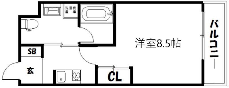 レジディア洛北(1K/2階)の間取り写真