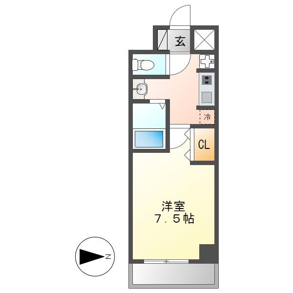 ニーズ メゾン 新栄(1K/3階)の間取り写真