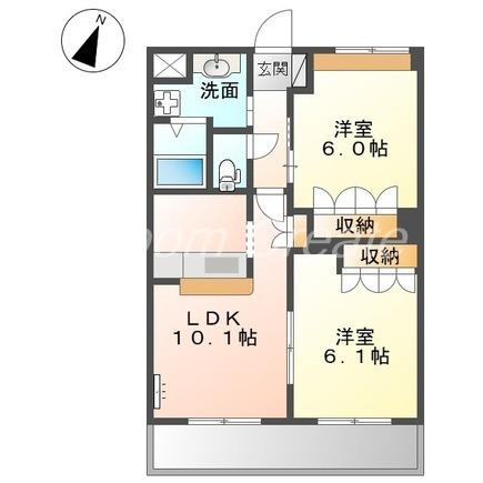 コートヴェール中島田(2LDK/2階)の間取り写真