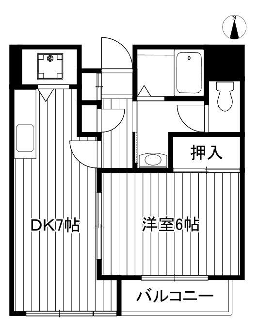 ビューラー西台(1DK/3階)の間取り写真