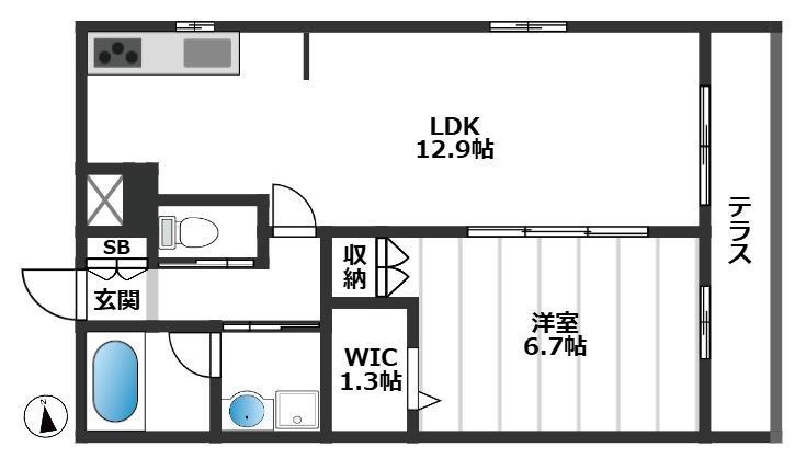シルタ常盤台(1LDK/1階)の間取り写真
