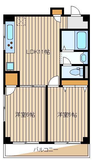 ヴェリテ武蔵関(2LDK/3階)の間取り写真