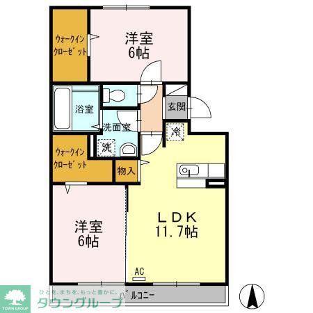 ベルホープ(2LDK/3階)の間取り写真