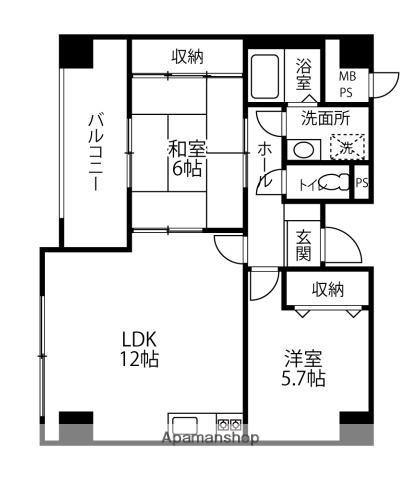 ウィルシャー高尾台(2LDK/1階)の間取り写真