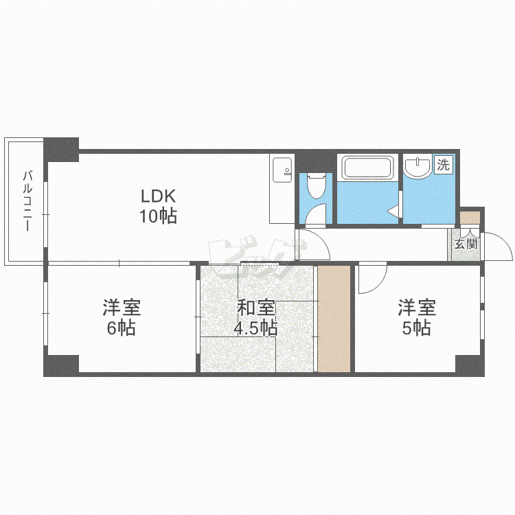 アルファヒル麻生(3LDK/4階)の間取り写真