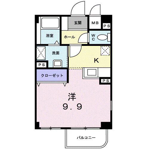 ラフィネ志久(ワンルーム/3階)の間取り写真