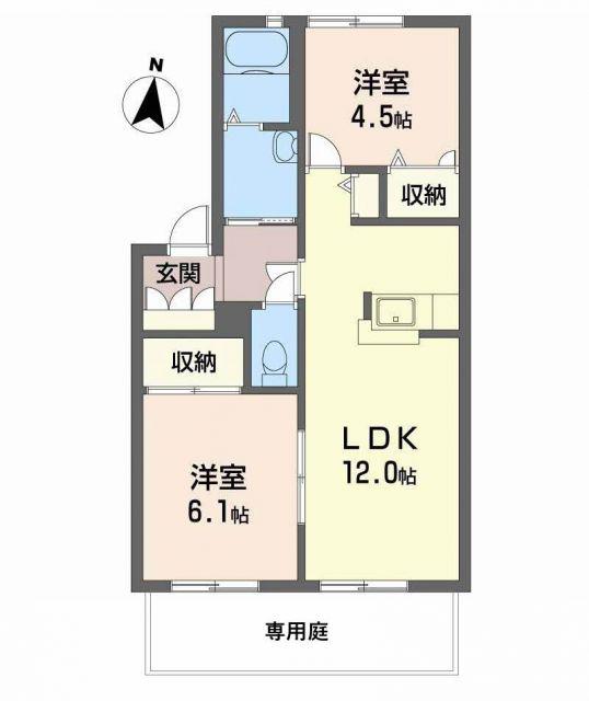 ディアス柿の木(2LDK/1階)の間取り写真