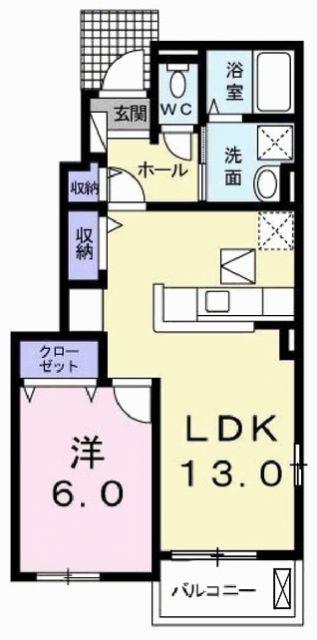 アミュマーレA(1LDK/1階)の間取り写真