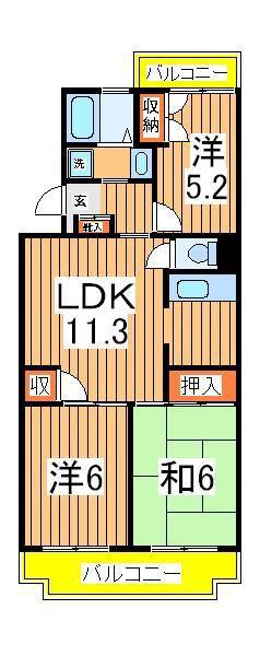 ジュネ向山一番館(3LDK/2階)の間取り写真