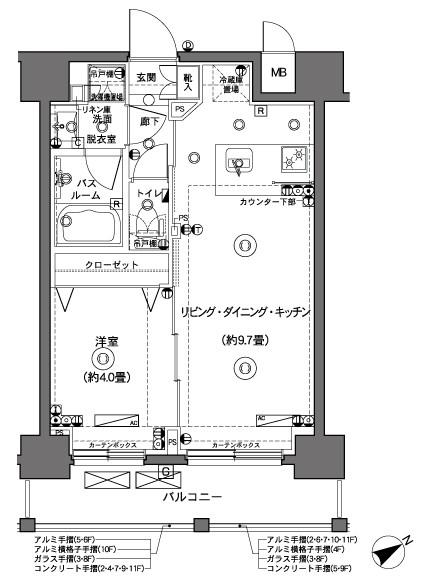 ZOOM横浜(1LDK/11階)の間取り写真