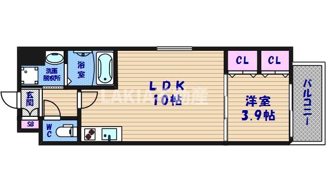 オルフェア上本町VII番館(1LDK/9階)の間取り写真