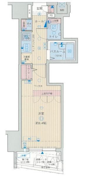 エステムプラザ日本橋二番館(1K/2階)の間取り写真