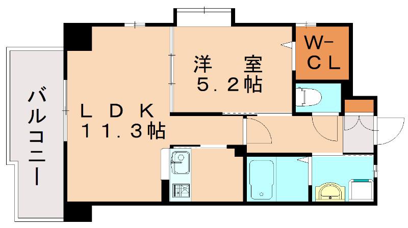 クレスト南小倉(1LDK/8階)の間取り写真