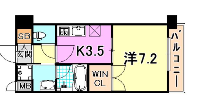 ショーソン上沢(1K/5階)の間取り写真