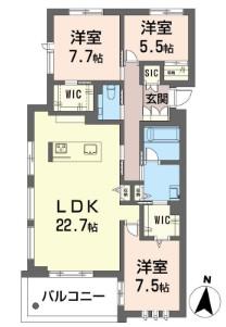 ヴァーダントエデン 深沢(3LDK/2階)の間取り写真