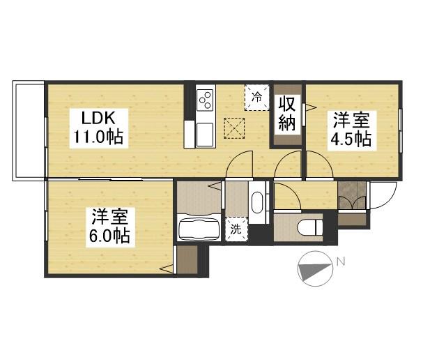 ガーデンシティ(2LDK/1階)の間取り写真