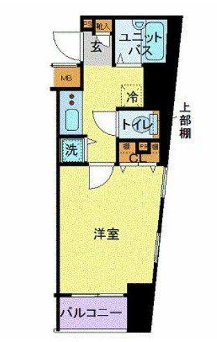 フォレシティ六本木(1K/4階)の間取り写真
