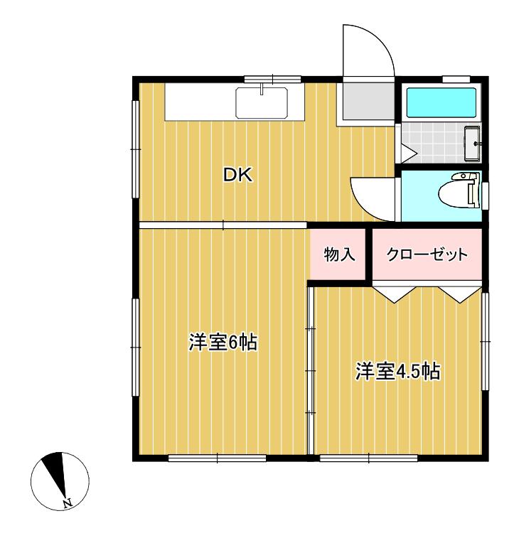 サニーハウス(2DK/1階)の間取り写真