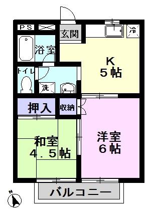 サンハイツ五香A(2K/2階)の間取り写真