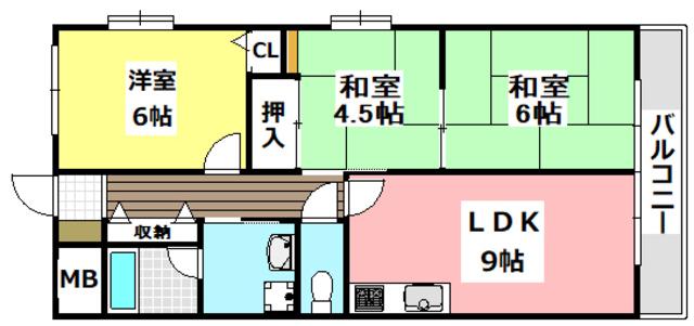 リバーサイドテラス(3LDK/4階)の間取り写真